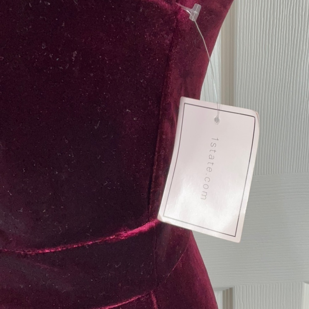 1.STATE Women's Mock Neck Halter Tie-Neck Velvet Jumpsuit Size S - Picture 6 of 13